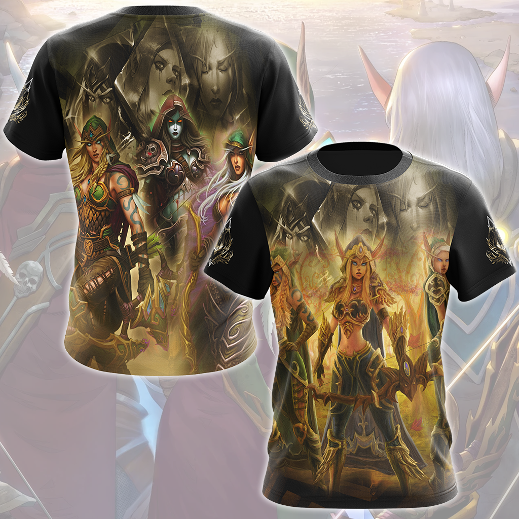 World Of Warcraft The Windrunner Sisters - Alleria, Sylvanas, Vereesa Video Game All Over Printed T-shirt Tank Top Zip Hoodie Pullover Hoodie Hawaiian Shirt Beach Shorts Joggers T-shirt S