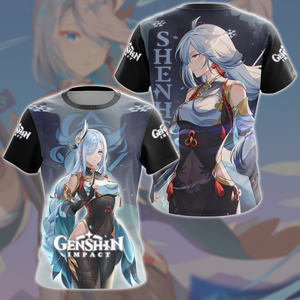 Genshin Impact Shenhe Video Game All Over Printed T-shirt Tank Top Zip Hoodie Pullover Hoodie Hawaiian Shirt Beach Shorts Joggers T-shirt S 