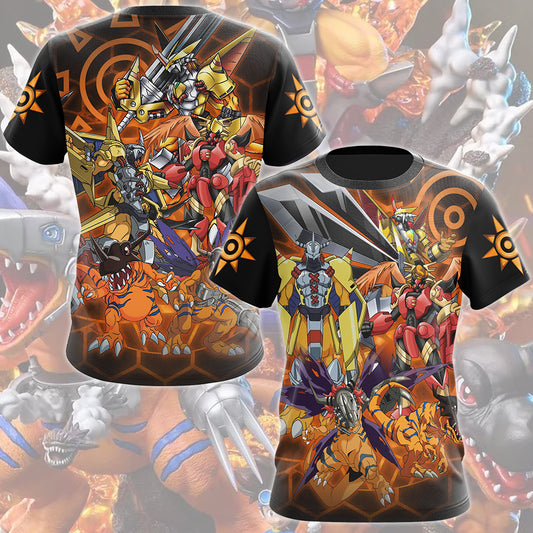 Digimon Greymon Evolution Video Game All Over Printed T-shirt Tank Top Zip Hoodie Pullover Hoodie Hawaiian Shirt Beach Shorts Joggers T-shirt S