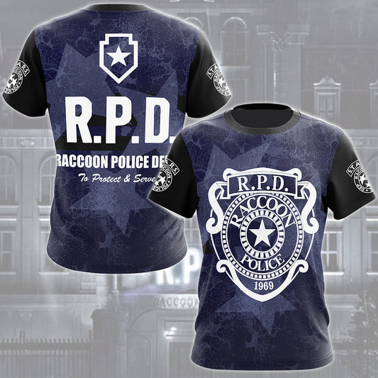 Resident Evil Raccoon City Police Department (R.P.D.) Video Game All Over Printed T-shirt Tank Top Zip Hoodie Pullover Hoodie Hawaiian Shirt Beach Shorts Joggers T-shirt