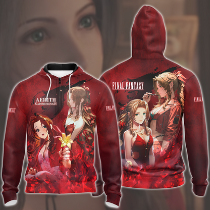 Final Fantasy VII Rebirth Aerith Gainsborough Video Game All Over Printed T-shirt Tank Top Zip Hoodie Pullover Hoodie Hawaiian Shirt Beach Shorts Joggers Zip Hoodie S 