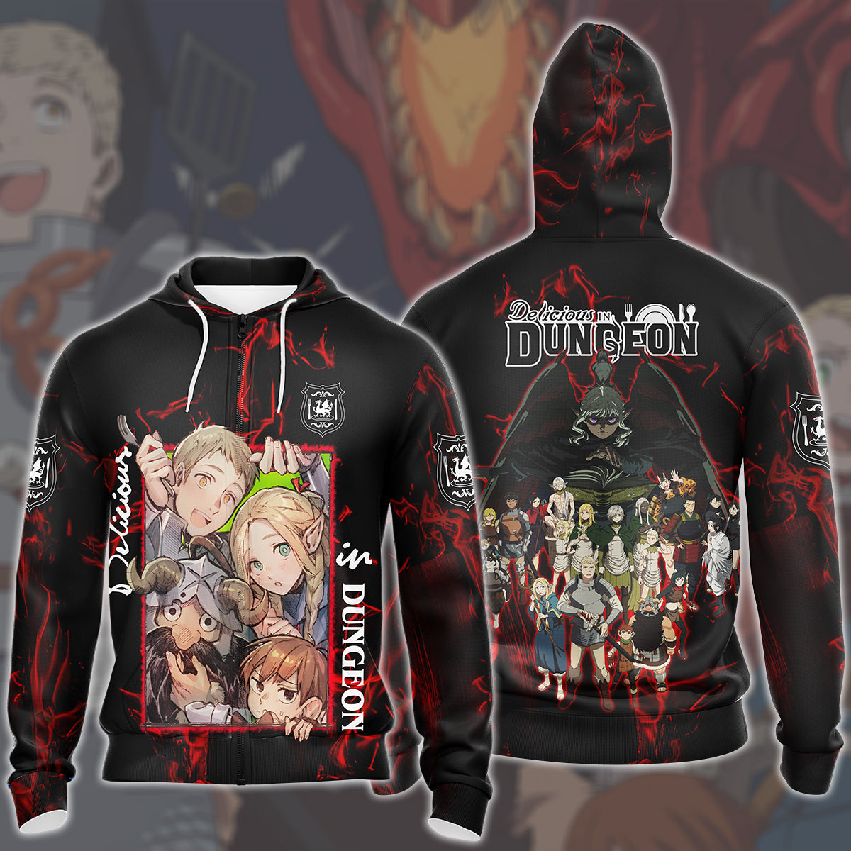 Delicious in Dungeon Anime Manga All Over Printed T-shirt Tank Top Zip Hoodie Pullover Hoodie Hawaiian Shirt Beach Shorts Joggers Zip Hoodie