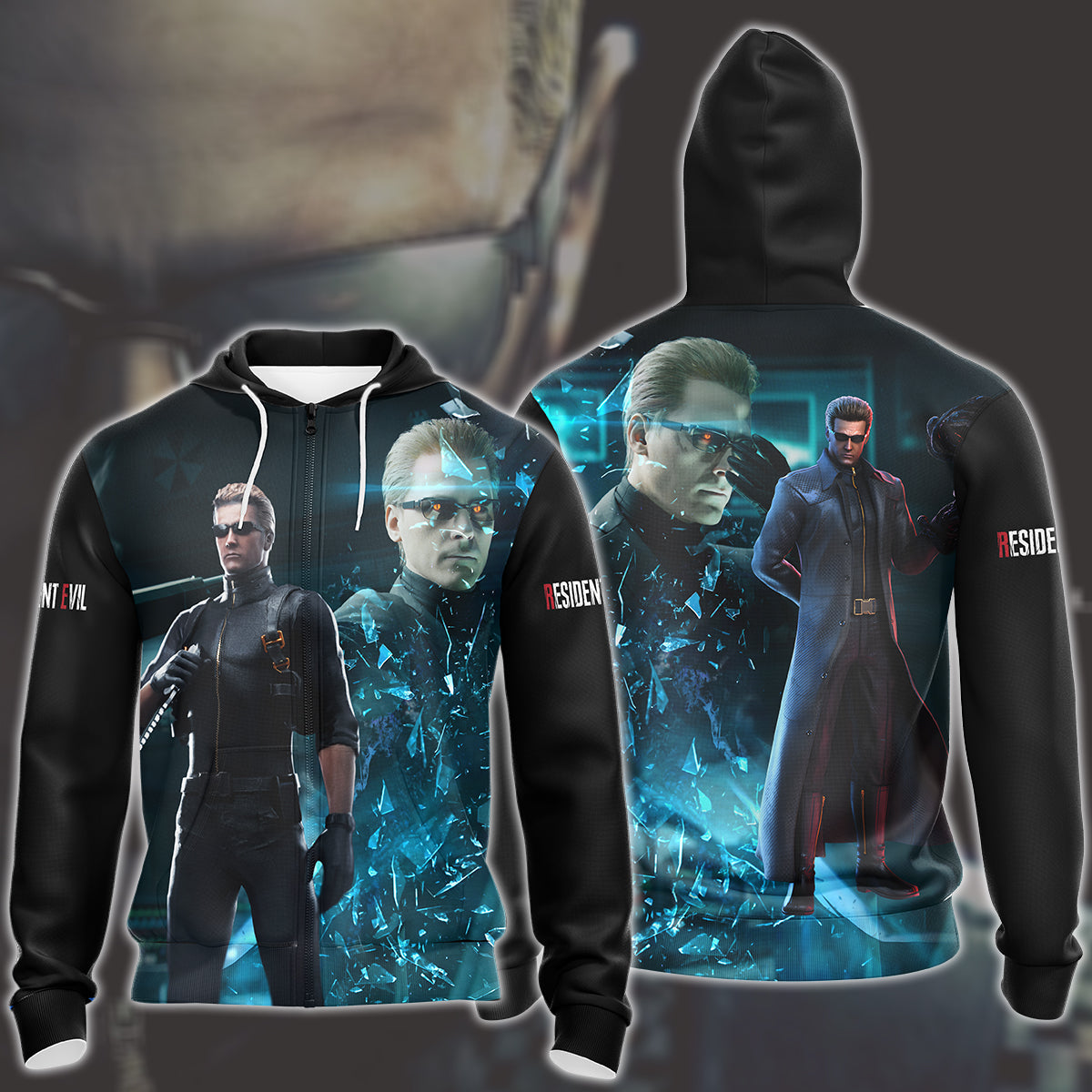 Resident Evil Albert Wesker Video Game All Over Printed T-shirt Tank Top Zip Hoodie Pullover Hoodie Hawaiian Shirt Beach Shorts Joggers Zip Hoodie