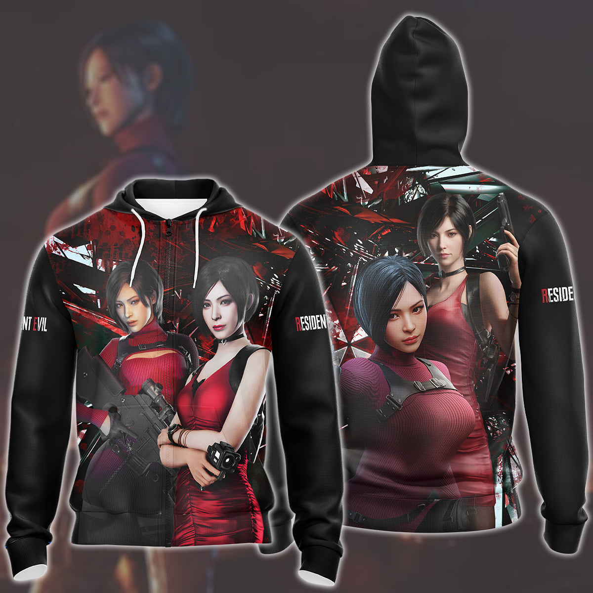 Resident Evil Ada Wong Video Game All Over Printed T-shirt Tank Top Zip Hoodie Pullover Hoodie Hawaiian Shirt Beach Shorts Joggers Zip Hoodie