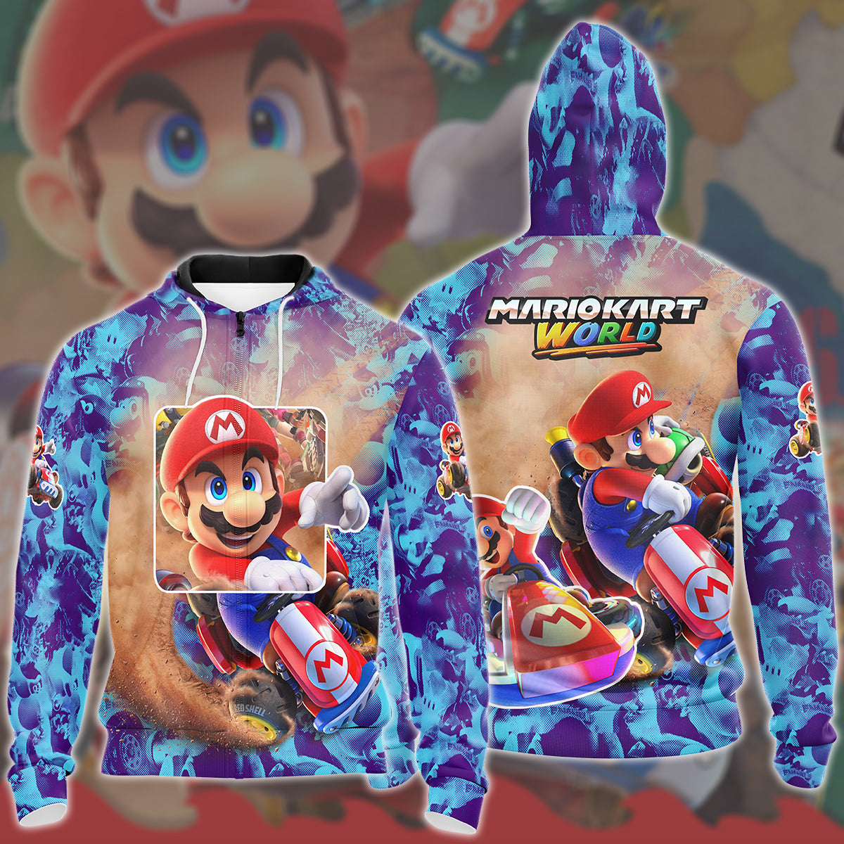 Mario Kart World Video Game All Over Printed T-shirt Tank Top Zip Hoodie Pullover Hoodie Hawaiian Shirt Beach Shorts Joggers