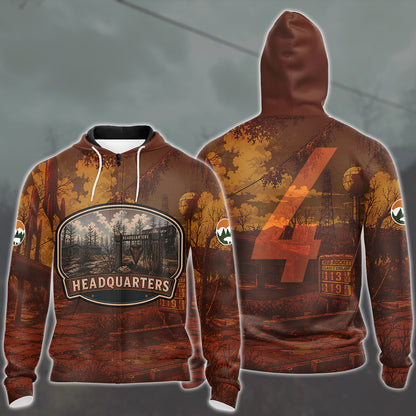 Fallout 4 Vintage National Park Style Video Game All Over Printed T-shirt Tank Top Zip Hoodie Pullover Hoodie Hawaiian Shirt Beach Shorts Joggers Zip Hoodie