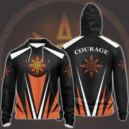 Digimon Crest Of Courage Video Game All Over Printed T-shirt Tank Top Zip Hoodie Pullover Hoodie Hawaiian Shirt Beach Shorts Joggers