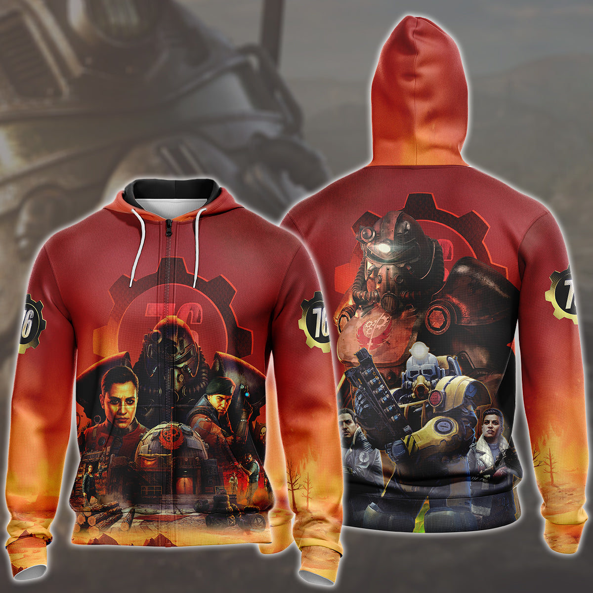Fallout 76 Video Game All Over Printed T-shirt Tank Top Zip Hoodie Pullover Hoodie Hawaiian Shirt Beach Shorts Joggers Zip Hoodie