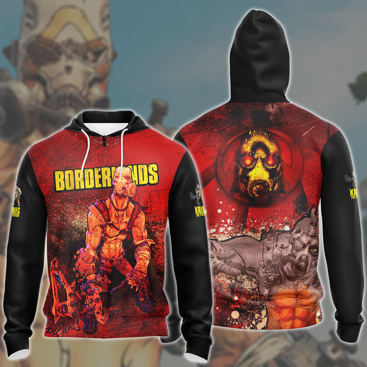 Borderlands Krieg Video Game All Over Printed T-shirt Tank Top Zip Hoodie Pullover Hoodie Hawaiian Shirt Beach Shorts Joggers Zip Hoodie S