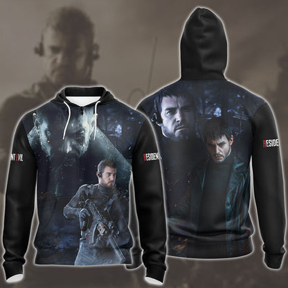 Resident Evil Chris Redfield Video Game All Over Printed T-shirt Tank Top Zip Hoodie Pullover Hoodie Hawaiian Shirt Beach Shorts Joggers Zip Hoodie