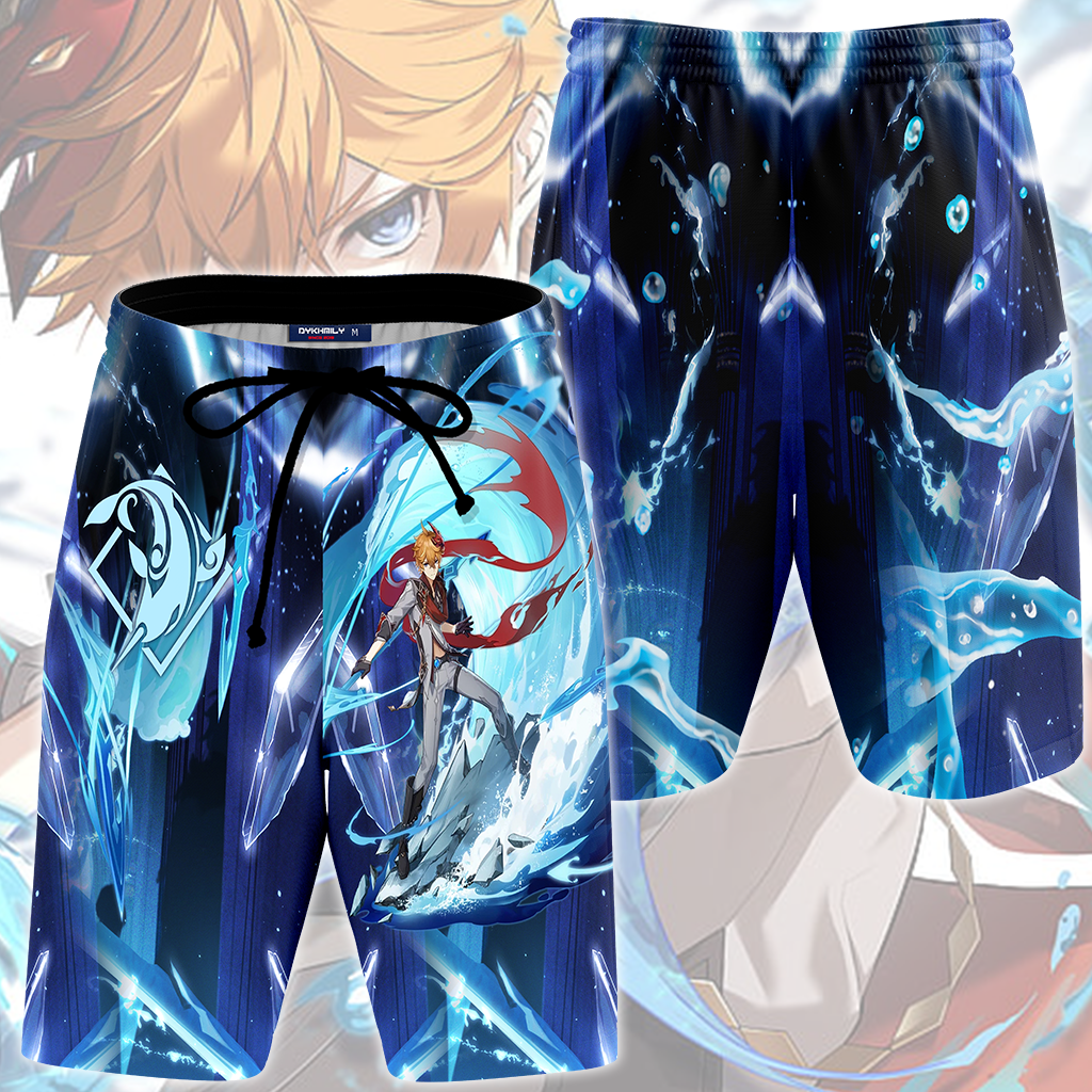 Genshin Impact Childe (Tartaglia) Video Game All Over Printed T-shirt Tank Top Zip Hoodie Pullover Hoodie Hawaiian Shirt Beach Shorts Joggers Beach Shorts S 