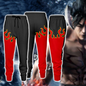 Tekken Jin Kazama Red Flame Cosplay Beach Shorts Joggers S 