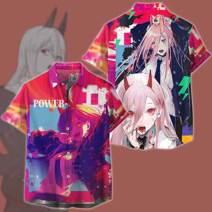 Chainsaw Man Power Anime Manga All Over Printed T-shirt Tank Top Zip Hoodie Pullover Hoodie Hawaiian Shirt Beach Shorts Joggers Hawaiian Shirt