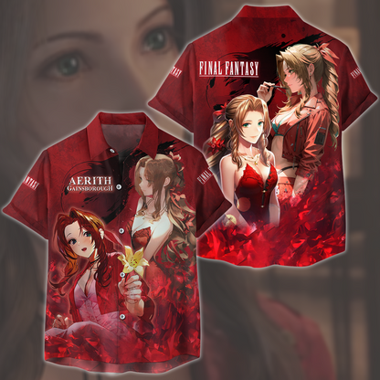 Final Fantasy VII Rebirth Aerith Gainsborough Video Game All Over Printed T-shirt Tank Top Zip Hoodie Pullover Hoodie Hawaiian Shirt Beach Shorts Joggers Hawaiian Shirt S 