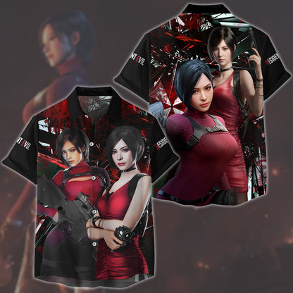 Resident Evil Ada Wong Video Game All Over Printed T-shirt Tank Top Zip Hoodie Pullover Hoodie Hawaiian Shirt Beach Shorts Joggers Hawaiian Shirt