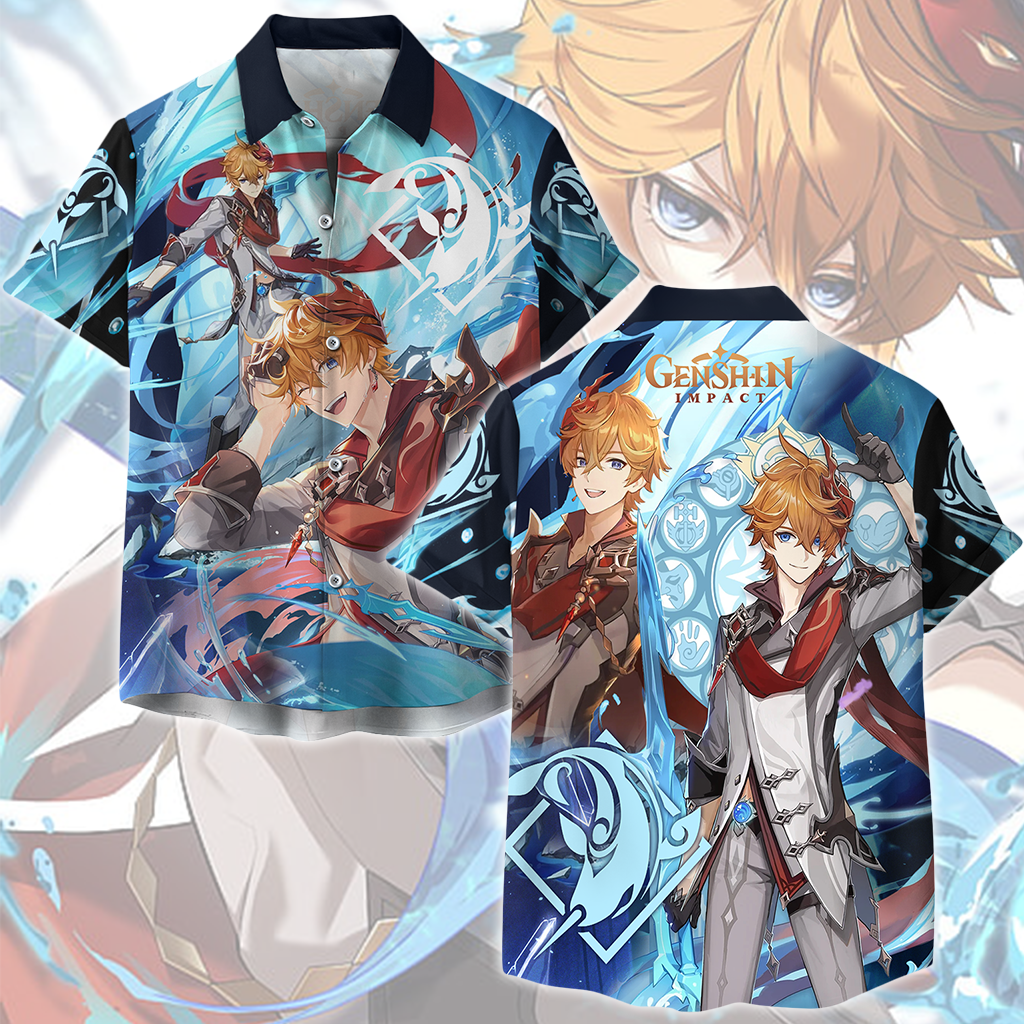 Genshin Impact Childe (Tartaglia) Video Game All Over Printed T-shirt Tank Top Zip Hoodie Pullover Hoodie Hawaiian Shirt Beach Shorts Joggers Hawaiian Shirt S 