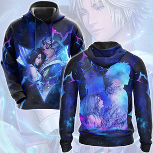 Final Fantasy Tidus & Yuna Video Game All Over Printed T-shirt Tank Top Zip Hoodie Pullover Hoodie Hawaiian Shirt Beach Shorts Joggers Hoodie S