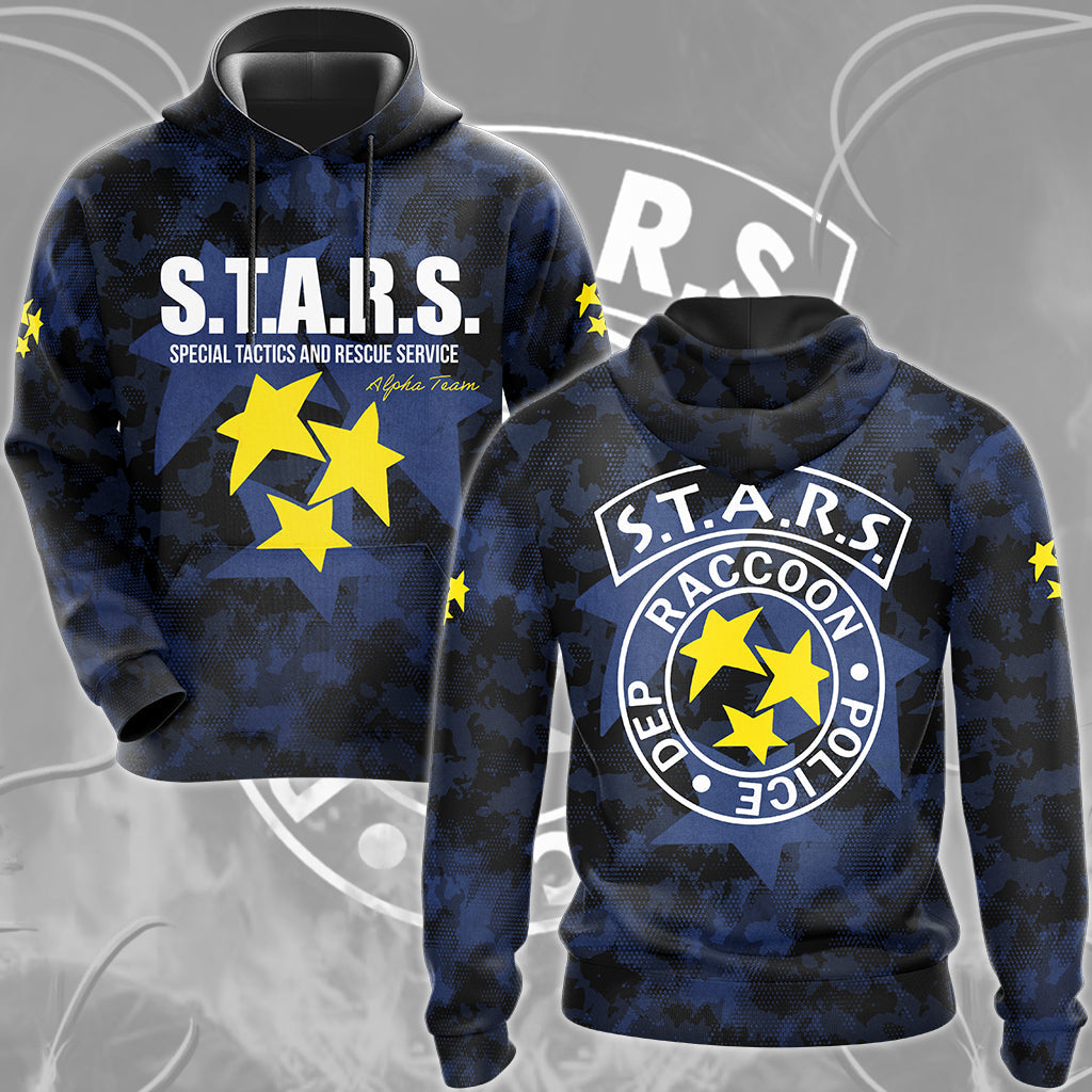 Resident Evil S.T.A.R.S. Alpha Team Video Game All Over Printed T-shirt Tank Top Zip Hoodie Pullover Hoodie Hawaiian Shirt Beach Shorts Joggers Hoodie