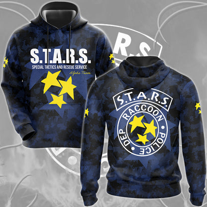 Resident Evil S.T.A.R.S. Alpha Team Video Game All Over Printed T-shirt Tank Top Zip Hoodie Pullover Hoodie Hawaiian Shirt Beach Shorts Joggers Hoodie
