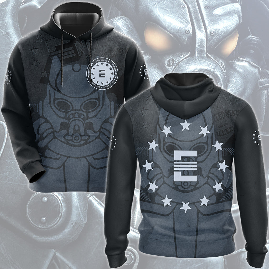 Fallout The Enclave Video Game All Over Printed T-shirt Tank Top Zip Hoodie Pullover Hoodie Hawaiian Shirt Beach Shorts Joggers Hoodie