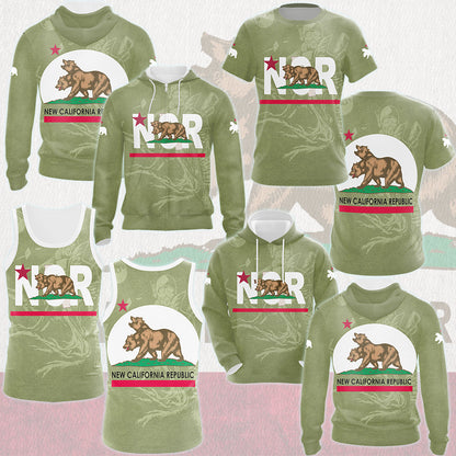 Fallout New California Republic (NCR) Video Game All Over Printed T-shirt Tank Top Zip Hoodie Pullover Hoodie Hawaiian Shirt Beach Shorts Joggers