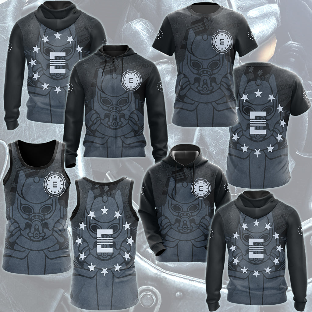 Fallout The Enclave Video Game All Over Printed T-shirt Tank Top Zip Hoodie Pullover Hoodie Hawaiian Shirt Beach Shorts Joggers