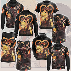 Kingdom Hearts Roxas and Xion Video Game All Over Printed T-shirt Tank Top Zip Hoodie Pullover Hoodie Hawaiian Shirt Beach Shorts Joggers