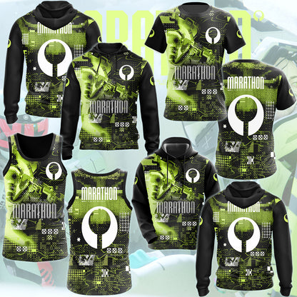 Marathon Video Game All Over Printed T-shirt Tank Top Zip Hoodie Pullover Hoodie Hawaiian Shirt Beach Shorts Joggers