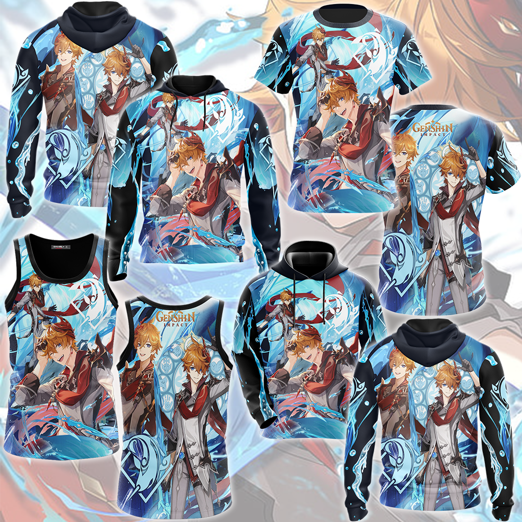 Genshin Impact Childe (Tartaglia) Video Game All Over Printed T-shirt Tank Top Zip Hoodie Pullover Hoodie Hawaiian Shirt Beach Shorts Joggers   