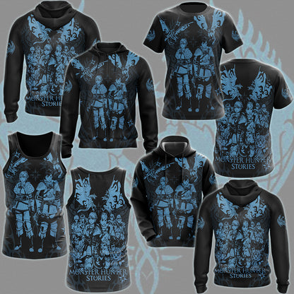 Monster Hunter Stories 3: Twisted Reflection Video Game All Over Printed T-shirt Tank Top Zip Hoodie Pullover Hoodie Hawaiian Shirt Beach Shorts Joggers