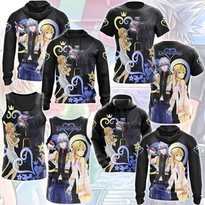 Kingdom Hearts Riku and Namine Video Game All Over Printed T-shirt Tank Top Zip Hoodie Pullover Hoodie Hawaiian Shirt Beach Shorts Joggers