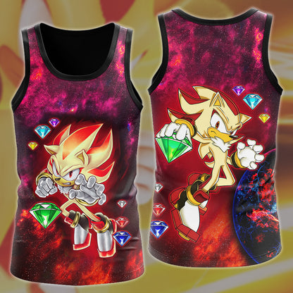 Sonic Super Shadow Chaos Emeralds Video Game All Over Printed T-shirt Tank Top Zip Hoodie Pullover Hoodie Hawaiian Shirt Beach Shorts Joggers