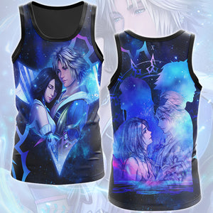 Final Fantasy Tidus & Yuna Video Game All Over Printed T-shirt Tank Top Zip Hoodie Pullover Hoodie Hawaiian Shirt Beach Shorts Joggers Tank Top S