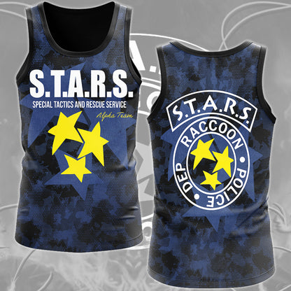 Resident Evil S.T.A.R.S. Alpha Team Video Game All Over Printed T-shirt Tank Top Zip Hoodie Pullover Hoodie Hawaiian Shirt Beach Shorts Joggers Tank Top