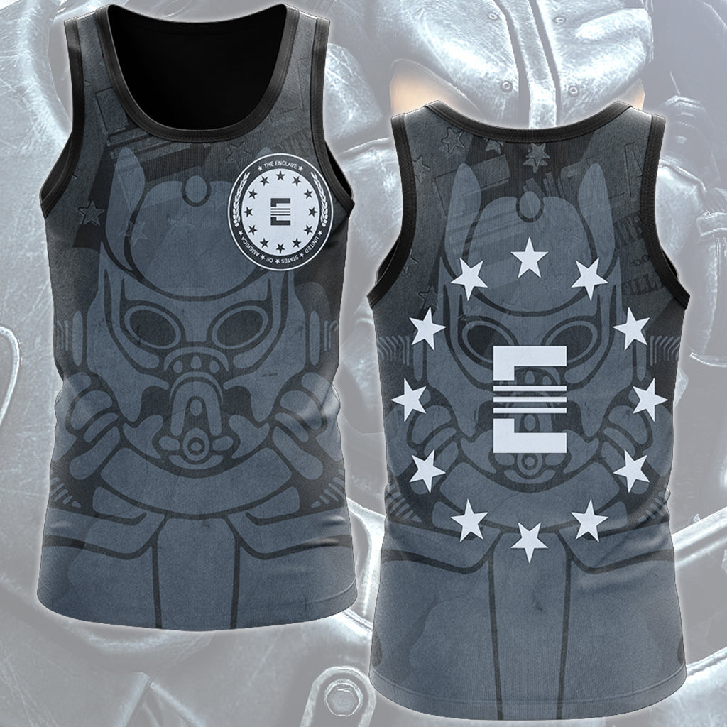 Fallout The Enclave Video Game All Over Printed T-shirt Tank Top Zip Hoodie Pullover Hoodie Hawaiian Shirt Beach Shorts Joggers Tank Top
