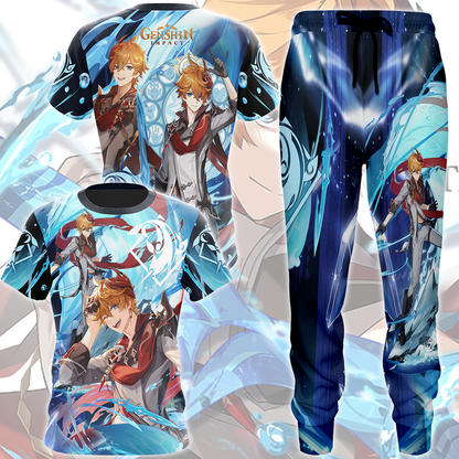 Genshin Impact Childe (Tartaglia) Video Game All Over Printed T-shirt Tank Top Zip Hoodie Pullover Hoodie Hawaiian Shirt Beach Shorts Joggers   