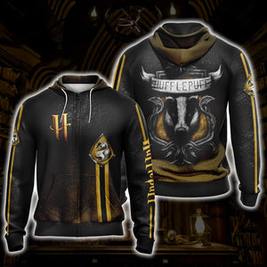 Harry Potter - Loyal Like A Hufflepuff New Look Unisex 3D T-shirt Zip Hoodie S 