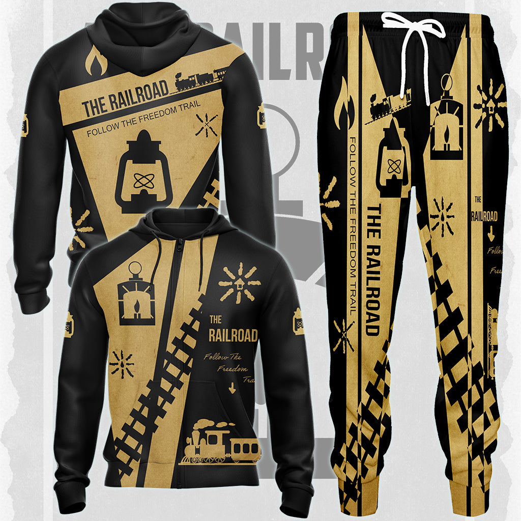 Fallout The Railroad Video Game All Over Printed T-shirt Tank Top Zip Hoodie Pullover Hoodie Hawaiian Shirt Beach Shorts Joggers