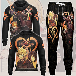 Kingdom Hearts Roxas and Xion Video Game All Over Printed T-shirt Tank Top Zip Hoodie Pullover Hoodie Hawaiian Shirt Beach Shorts Joggers