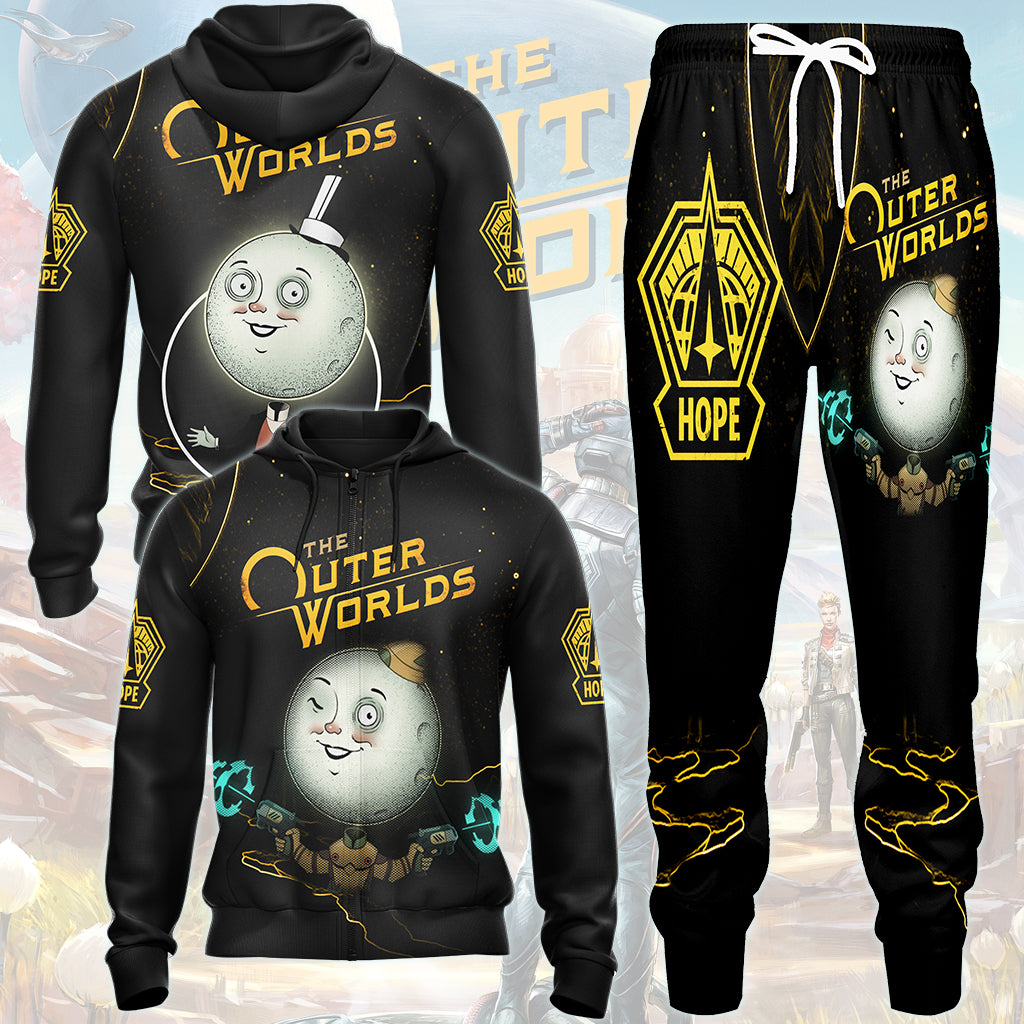 The Outer Worlds Video Game All Over Printed T-shirt Tank Top Zip Hoodie Pullover Hoodie Hawaiian Shirt Beach Shorts Joggers