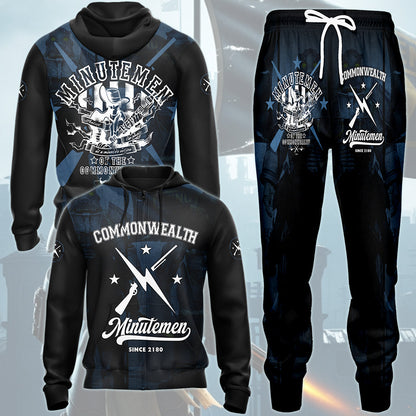 Fallout Commonwealth Minutemen Video Game All Over Printed T-shirt Tank Top Zip Hoodie Pullover Hoodie Hawaiian Shirt Beach Shorts Joggers