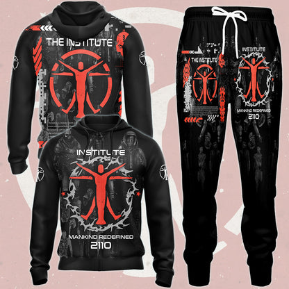 Fallout The Institute Video Game All Over Printed T-shirt Tank Top Zip Hoodie Pullover Hoodie Hawaiian Shirt Beach Shorts Joggers