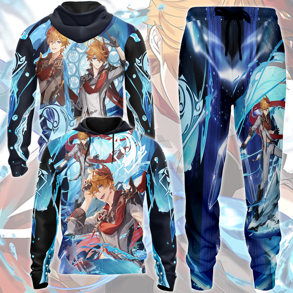 Genshin Impact Childe (Tartaglia) Video Game All Over Printed T-shirt Tank Top Zip Hoodie Pullover Hoodie Hawaiian Shirt Beach Shorts Joggers   
