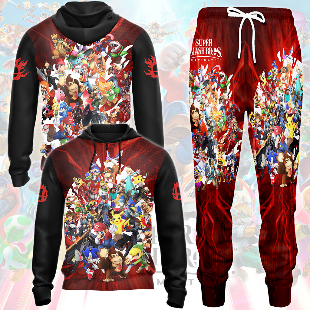 Super Smash Bros. Ultimate Video Game All Over Printed T-shirt Tank Top Zip Hoodie Pullover Hoodie Hawaiian Shirt Beach Shorts Joggers