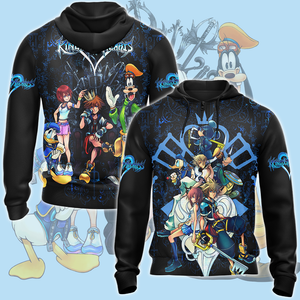 Kingdom Hearts Characters Video Game All Over Printed T-shirt Tank Top Zip Hoodie Pullover Hoodie Hawaiian Shirt Beach Shorts Joggers Zip Hoodie S