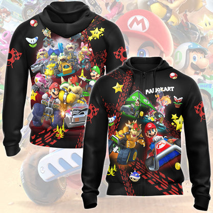 Mario Kart Video Game All Over Printed T-shirt Tank Top Zip Hoodie Pullover Hoodie Hawaiian Shirt Beach Shorts Joggers Zip Hoodie