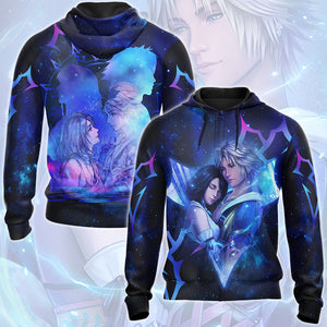 Final Fantasy Tidus & Yuna Video Game All Over Printed T-shirt Tank Top Zip Hoodie Pullover Hoodie Hawaiian Shirt Beach Shorts Joggers Zip Hoodie S