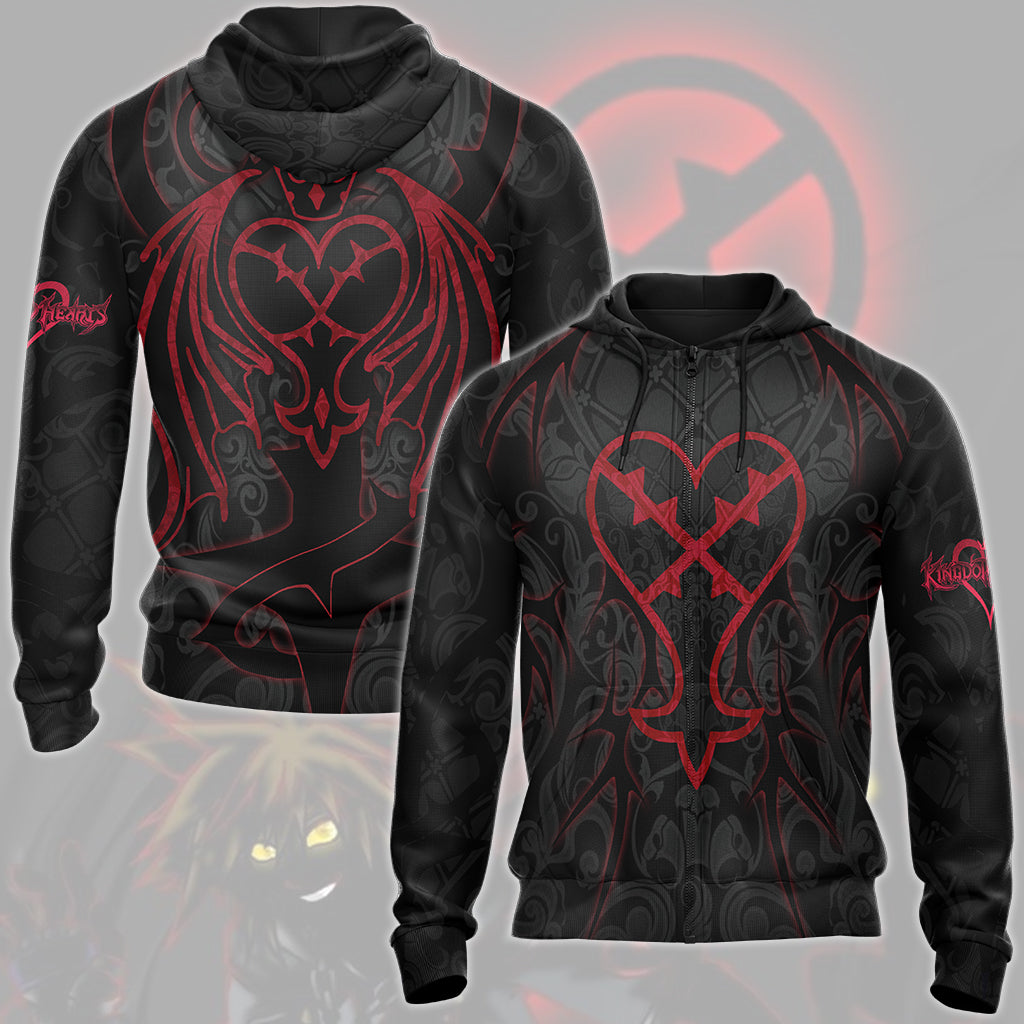 Kingdom Hearts Symbols The Heartless Emblem Video Game All Over Printed T-shirt Tank Top Zip Hoodie Pullover Hoodie Hawaiian Shirt Beach Shorts Joggers