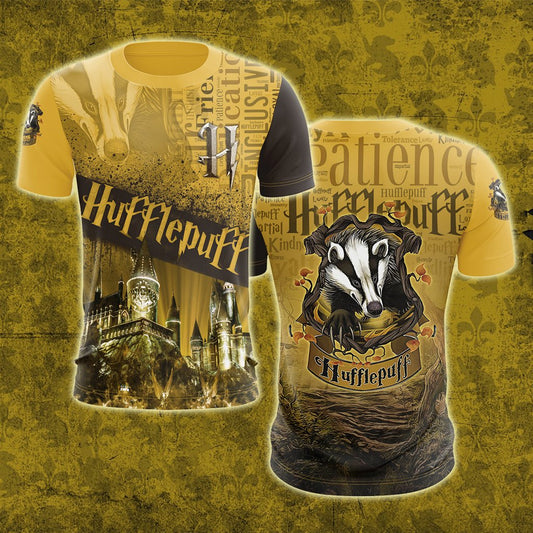 Hogwarts Castle Hufflepuff House Unisex 3D T-shirt   