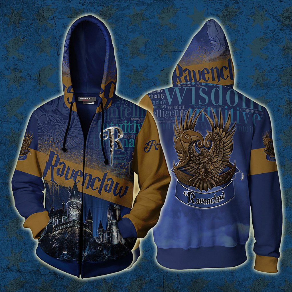 Hogwarts Castle Ravenclaw House Unisex 3D T-shirt Zip Hoodie S 